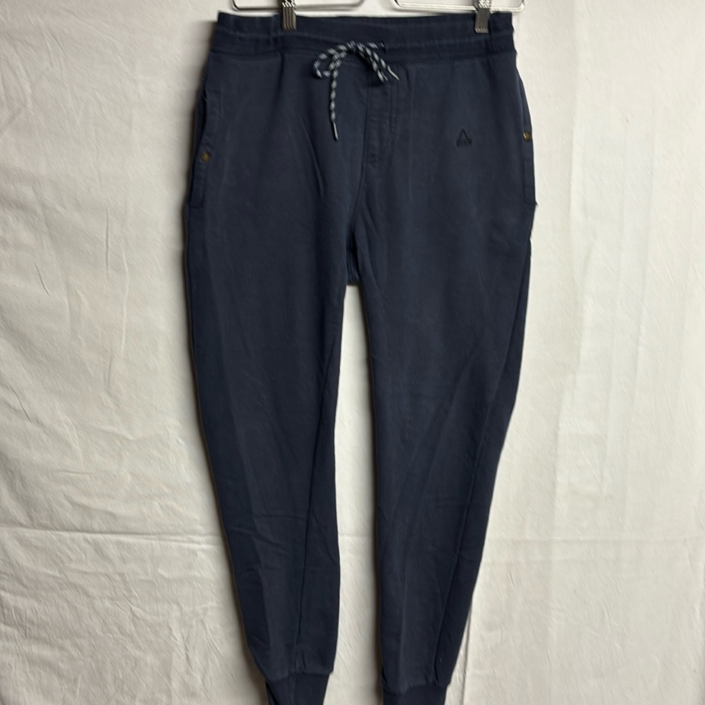 Eleven Paris Mens Fleece Jogger Pants Elastic Waist Navy Blue Size Small